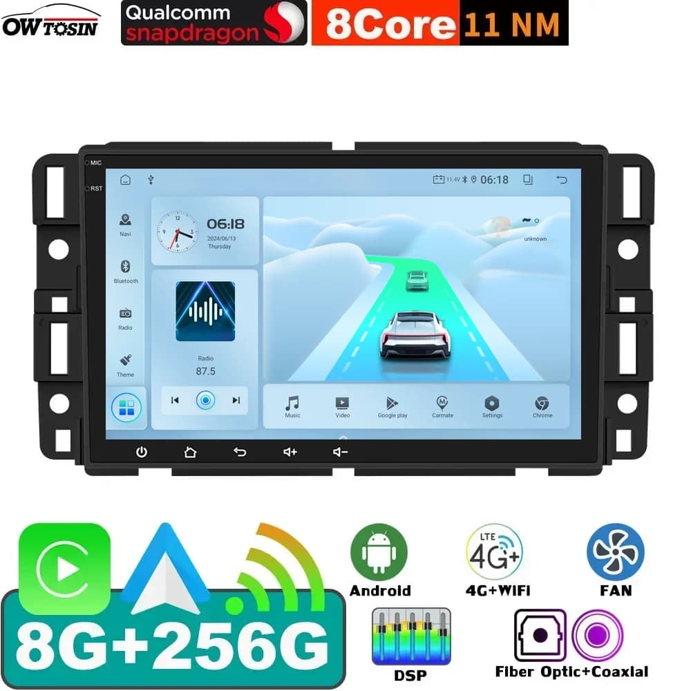 Android 13 7862 8 + 256G Schermo radio di navigazione GPS per auto per Chevrolet Suburban Impala GMC Acadia Savana CarPlay Stereo Autoradio