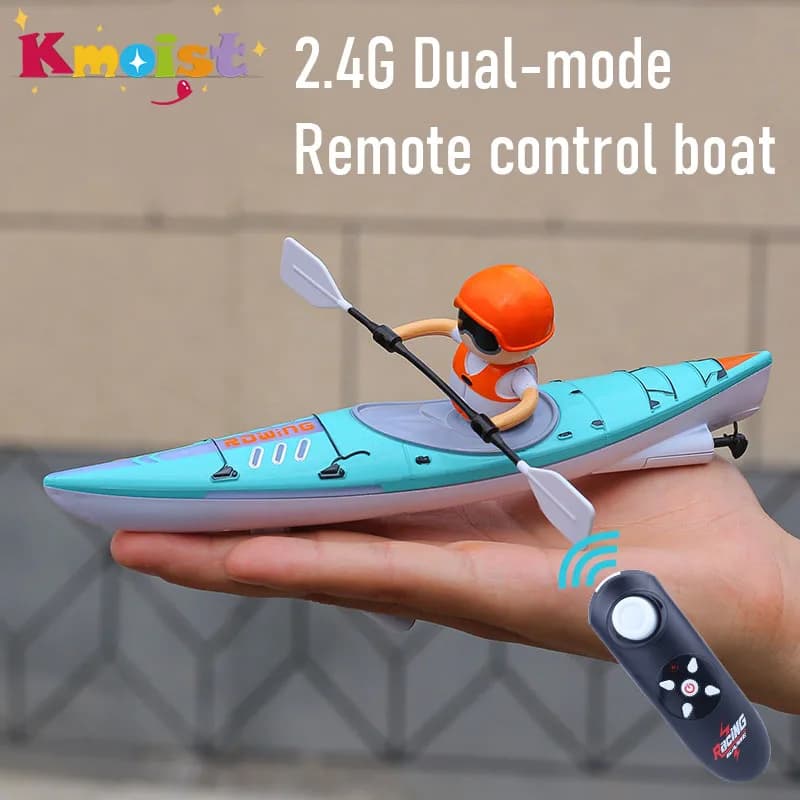 2.4G Rc Barca telecomandata Nave a remi Dual Mode Guida per bambini Kayak da corsa Acqua Estate Giocattolo all'aperto Piscina Gioco Regalo