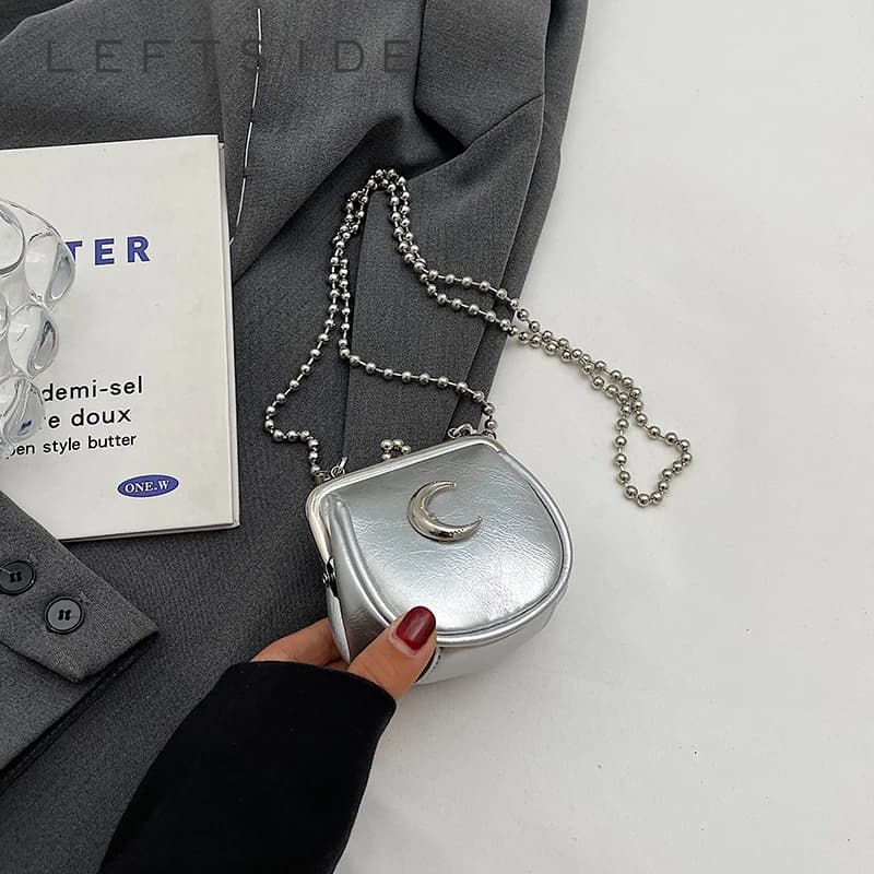 Silver Mini Cute Shoulder Bags for Women 2023 New luxury female fashion designer Y2k Leather handbag for lipstick Bags and purse