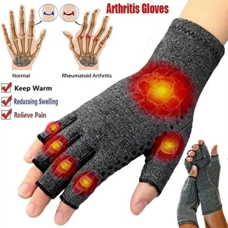 1 paio di guanti invernali per l'artrite a compressione, guanti senza dita per riabilitazione, guanti per terapia antiartrite, supporto per il polso