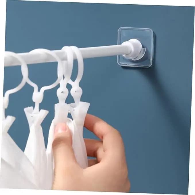Shower Curtain Rod Holder No Drilling,Set of 2,No Slippage Wall Mount Retainer of Shower Rods for Bathroom