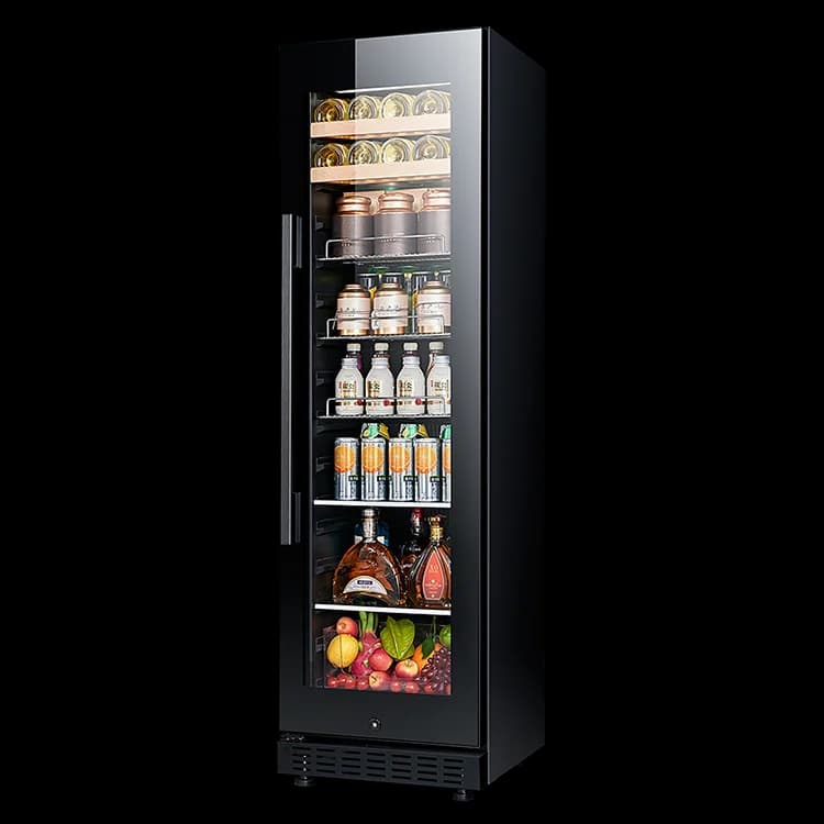 Commercial Single-Door Wine Cold Drink Refrigerator Electric Power Source Compressor Cooling System Glass Door-for Home Display