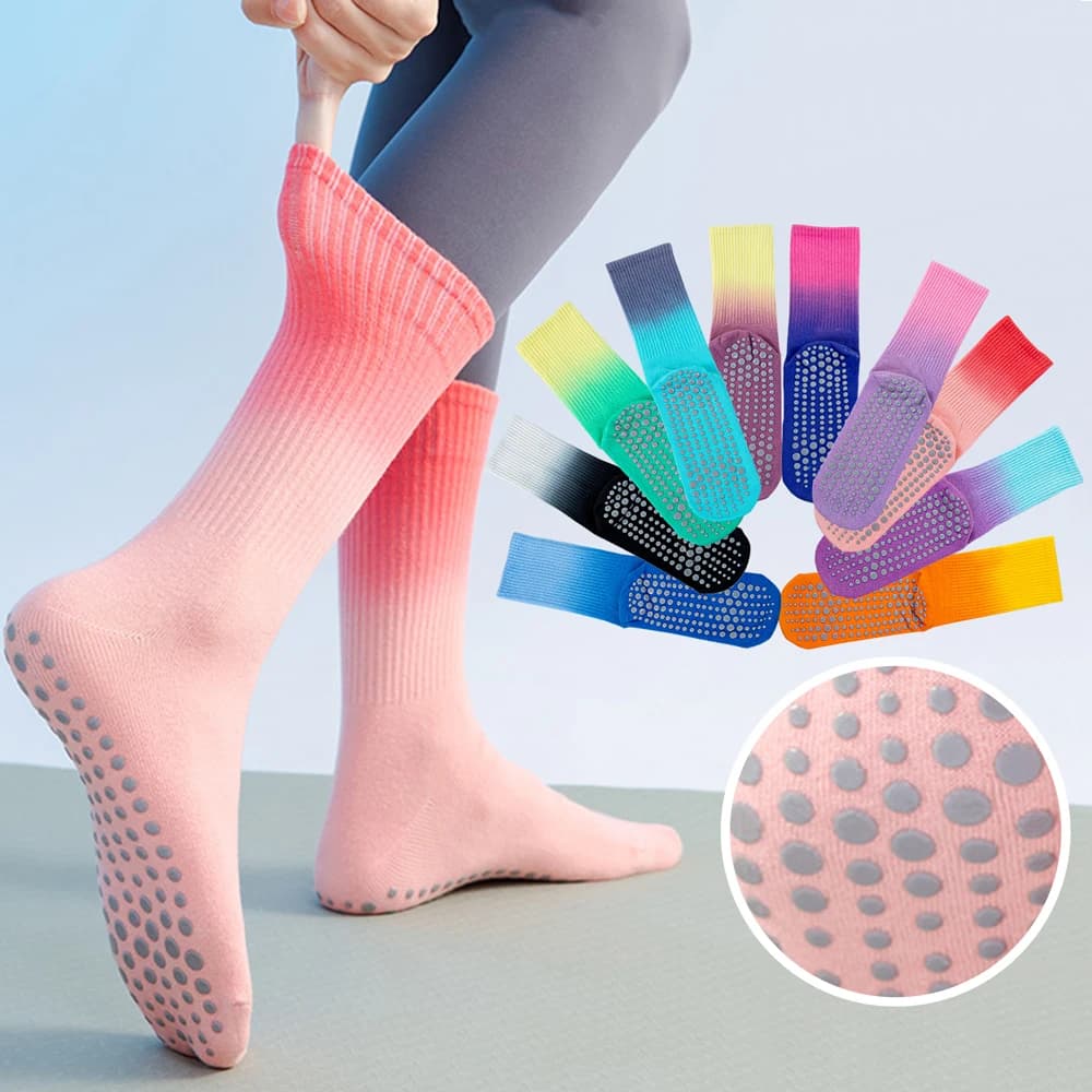 Sports Socks for Women Colorful Fitness Socks for Interior Silicone Anti-Slip Professional With Central Tube Bottom Cotton Yoga Socks for Ball Pilates