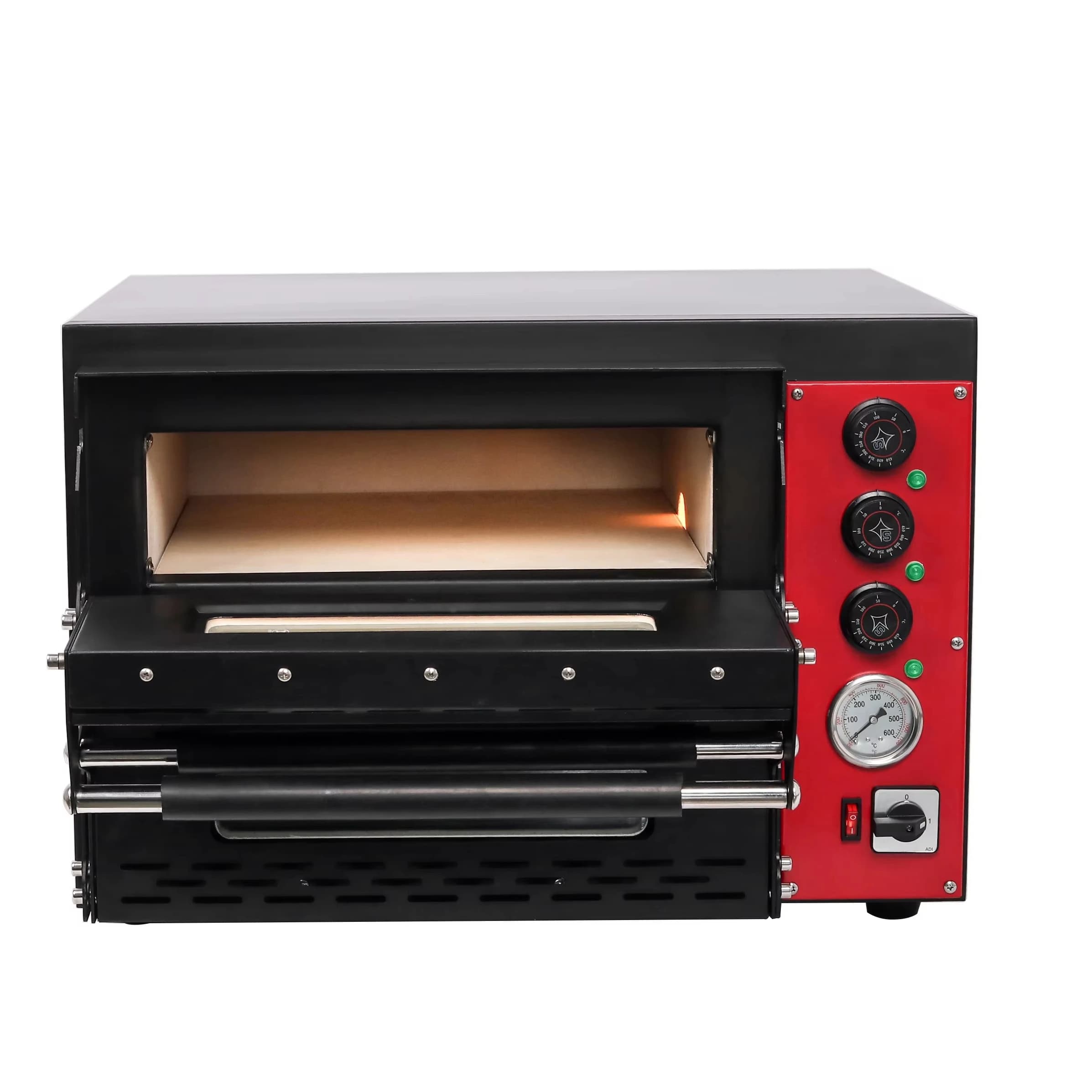 Forno per pizza commerciale a prezzo di fabbrica, torrefazione in pietra per pizza incorporata, forno per pizza per cibo di strada fino a 450C