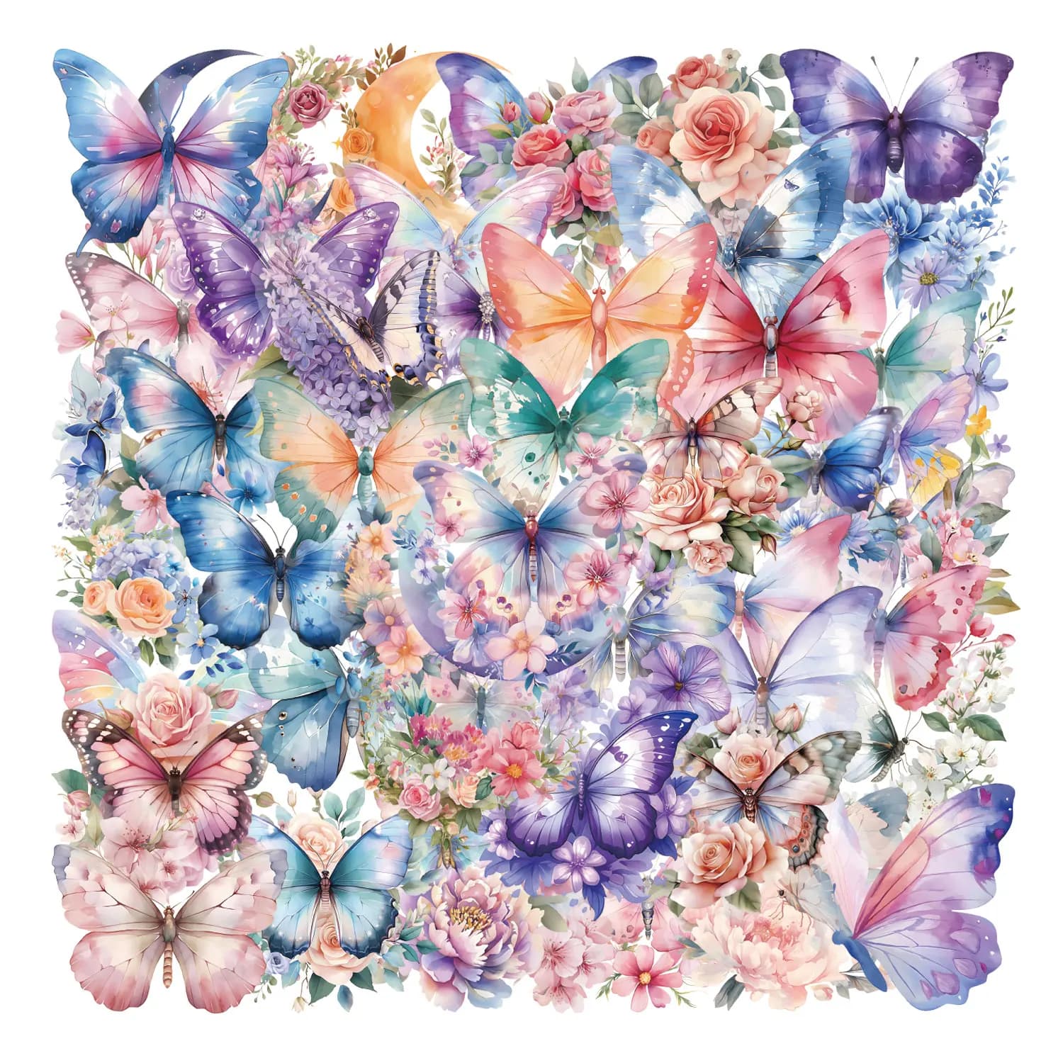 50 Adesivi Creativi a Forma di Farfalla e Insetti Colorati ad Acquerello per Telefono, Laptop, Notebook, Valigia, Skateboard - Adesivi Estetici
