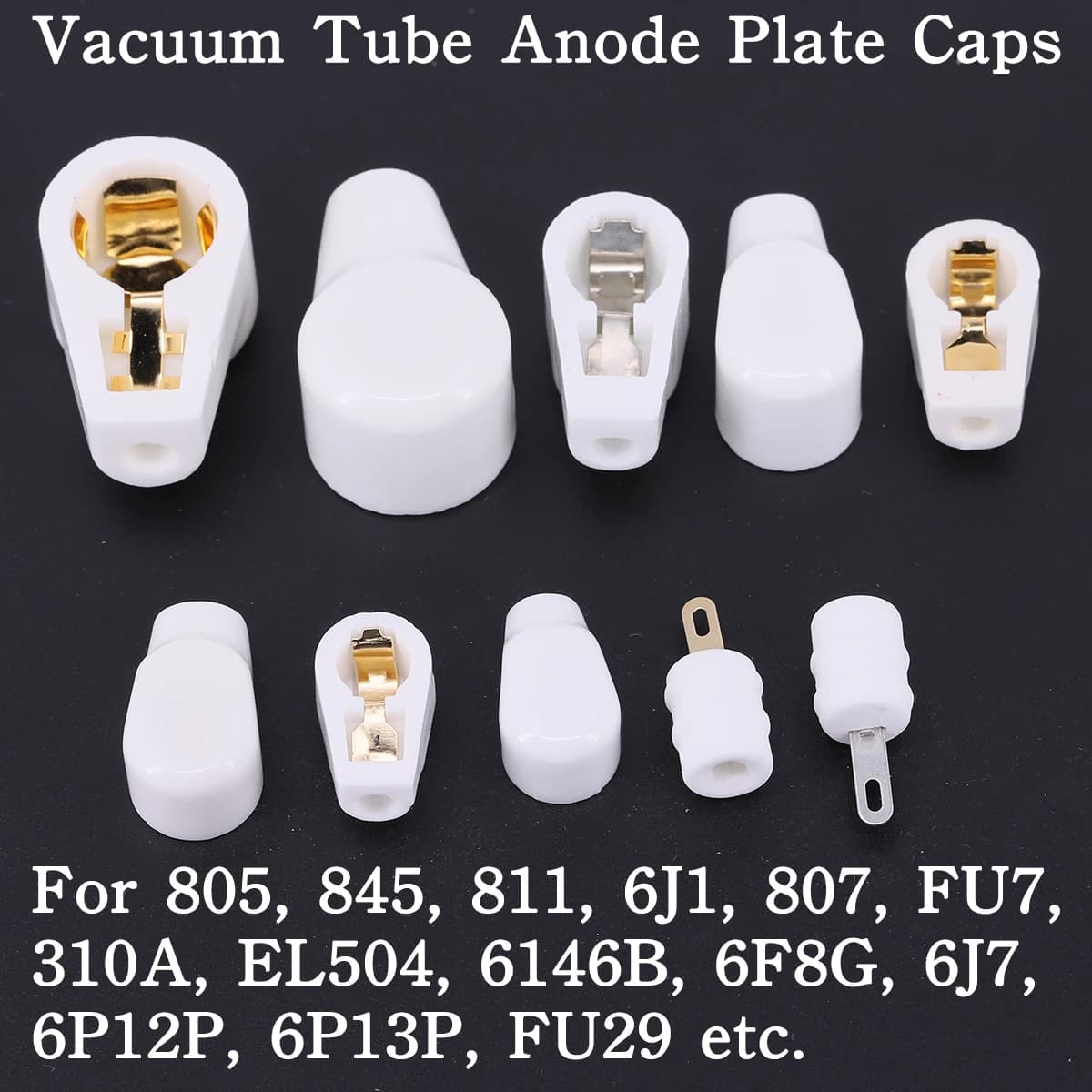 6.4mm 7.4mm 9mm 14mm tubo a vuoto in ceramica anodo piastra griglia Cap Hat per EL504 EL519 6 p13p FU7 807 310A 845 6 j1 805 811 572B FU29