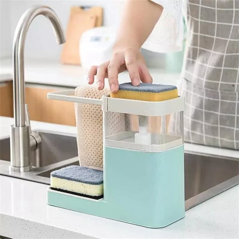 BUONO Premere la scatola automatica per detersivi liquidi, lavello tre in uno con portasciugamani