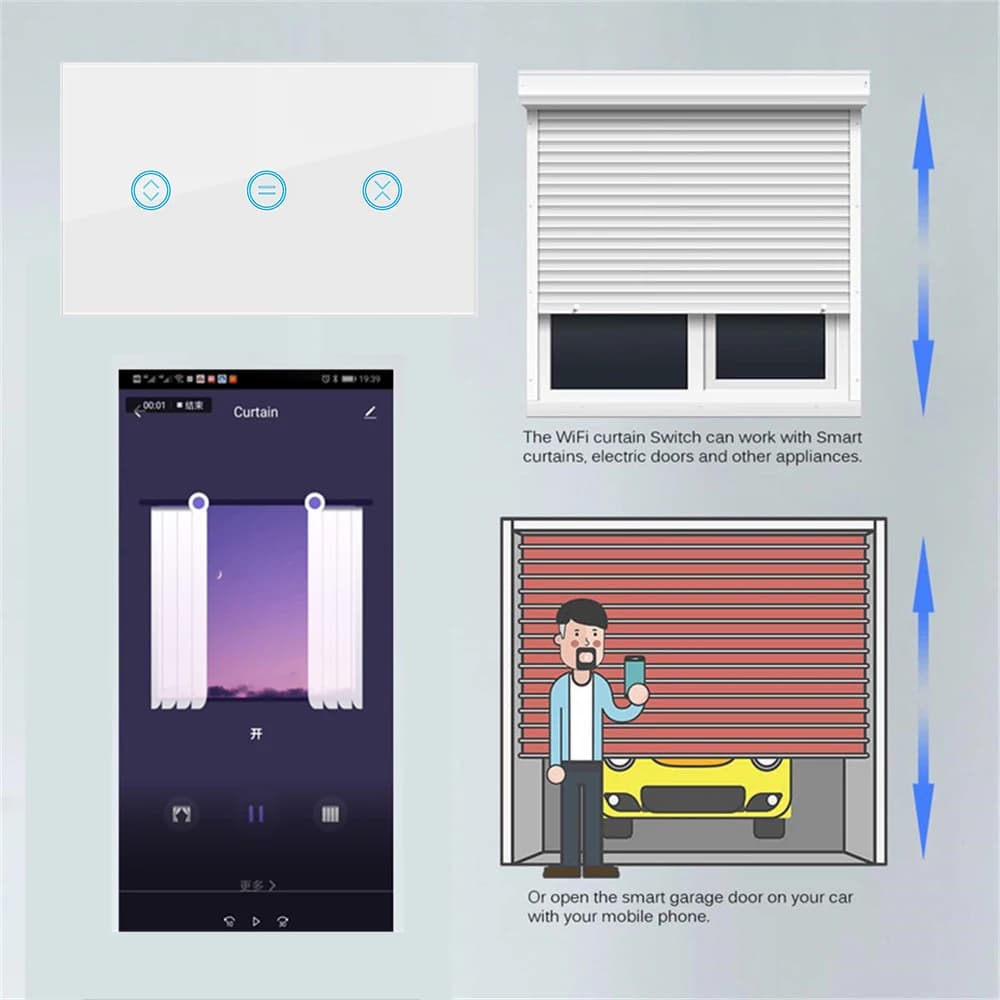 ELEGAN Tuya Interruttore per tende elettriche Touch wifi Smart Life APP Controllo vocale Smart Witch Funziona con Alexa Google Smart Homekit