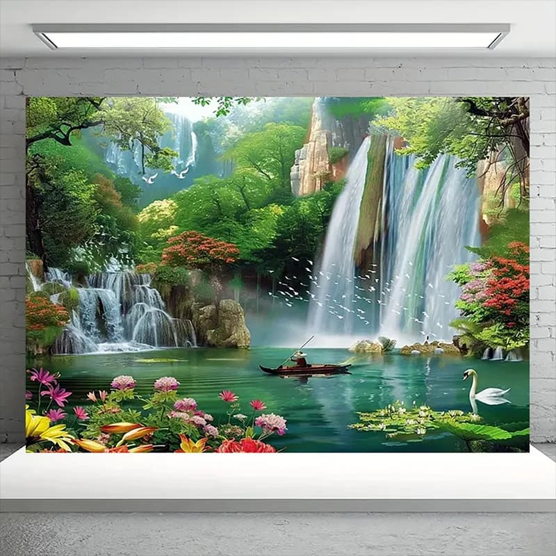 1 Piece Landscape Pastoral Scenery Tapestry-Polyester Material, Ideal for Living Room & Bedroom Decoration-with Installation Kit