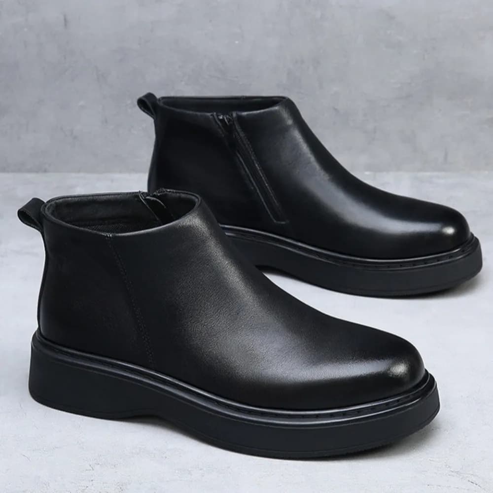 Scarpe di cotone Stivaletti corti in pelle ispessita calda in lana invernale a prova di freddo da uomo Stivali di cotone casual integrati in pelliccia versatile