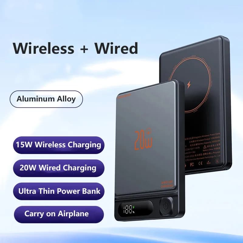 Magsafe Qi2 Wireless Portable Outdoor Battery Magnetic Power Bank for iPhone Samsung Xiaomi Replacement Battery