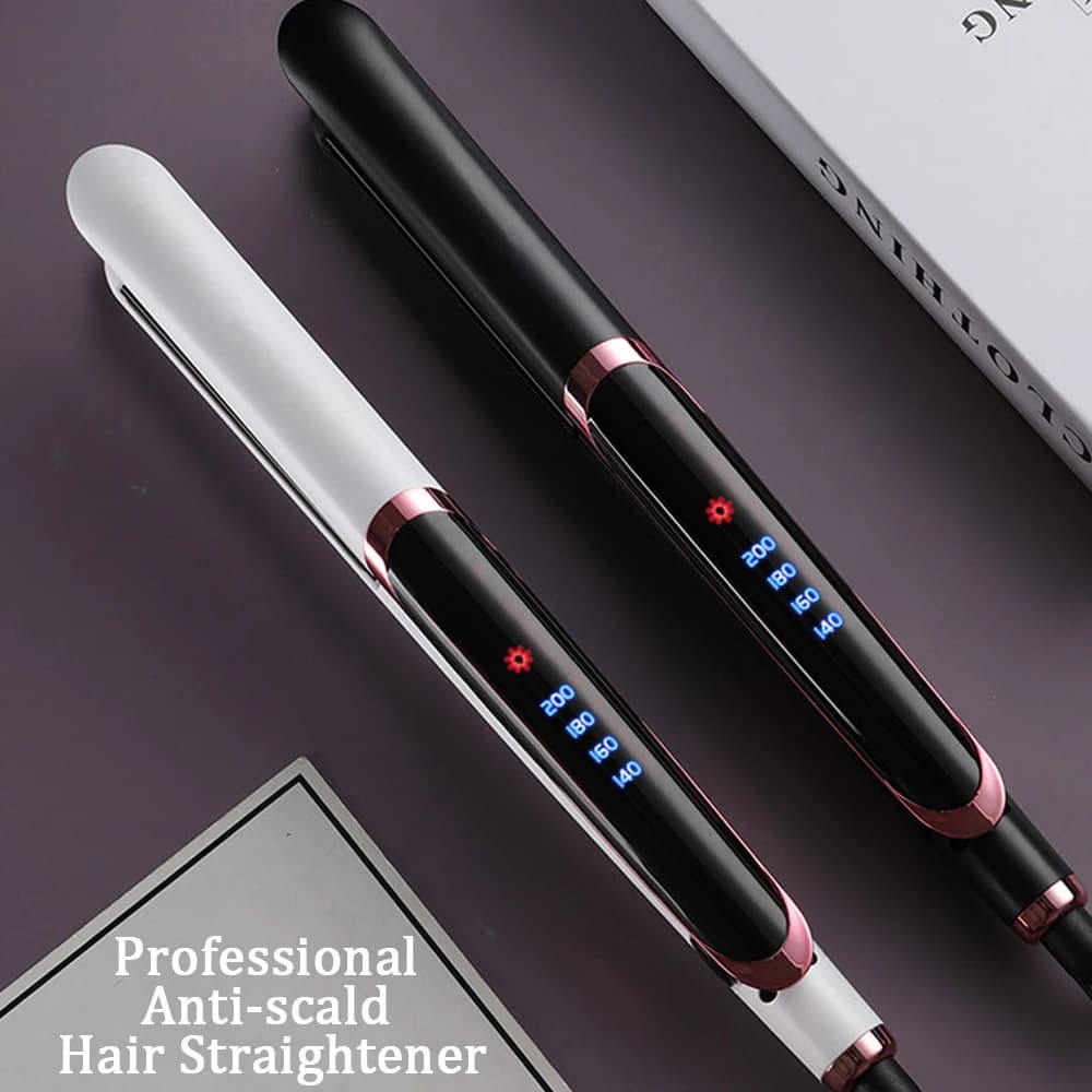Flat Iron Curtain 2 in 1 with 30S Heat Up Anti-coating Technology Ceramic Floating Plates for All Hair Types