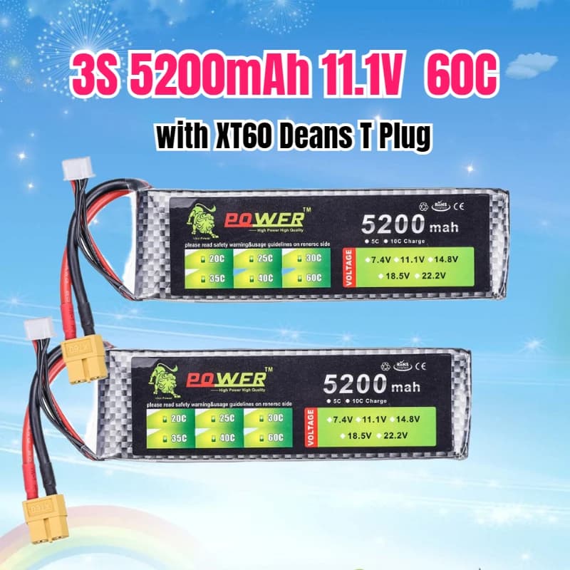 3S 5200mah 11.1V 60C Lipo Batteria RC Auto da corsa Barche Aereo Drone Parti Accessori con XT60 Deans T Spina 11.1V Batteria