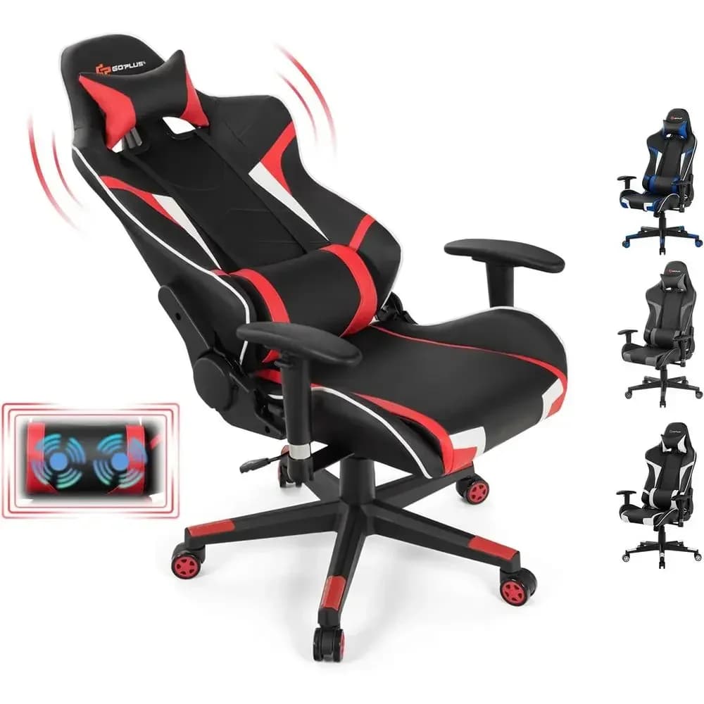 Sedia da Gaming Ergonomica Reclinabile in Pelle PU con Schienale Alto e Braccioli Regolabili per Uso Ufficio e Gaming