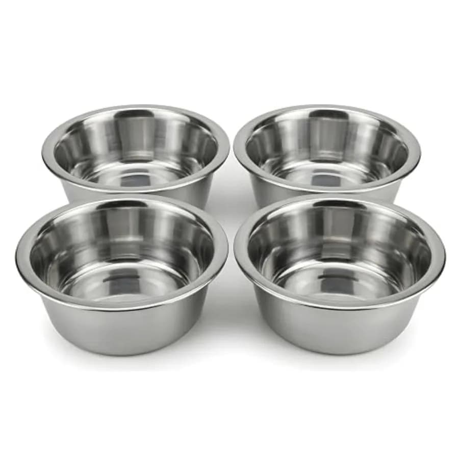 Stainless Steel Cat and Dog Bowls, 16 oz Each, Small Pet Feeding Dishes for Food and Water, Lightweight and Durable, 4 Pack