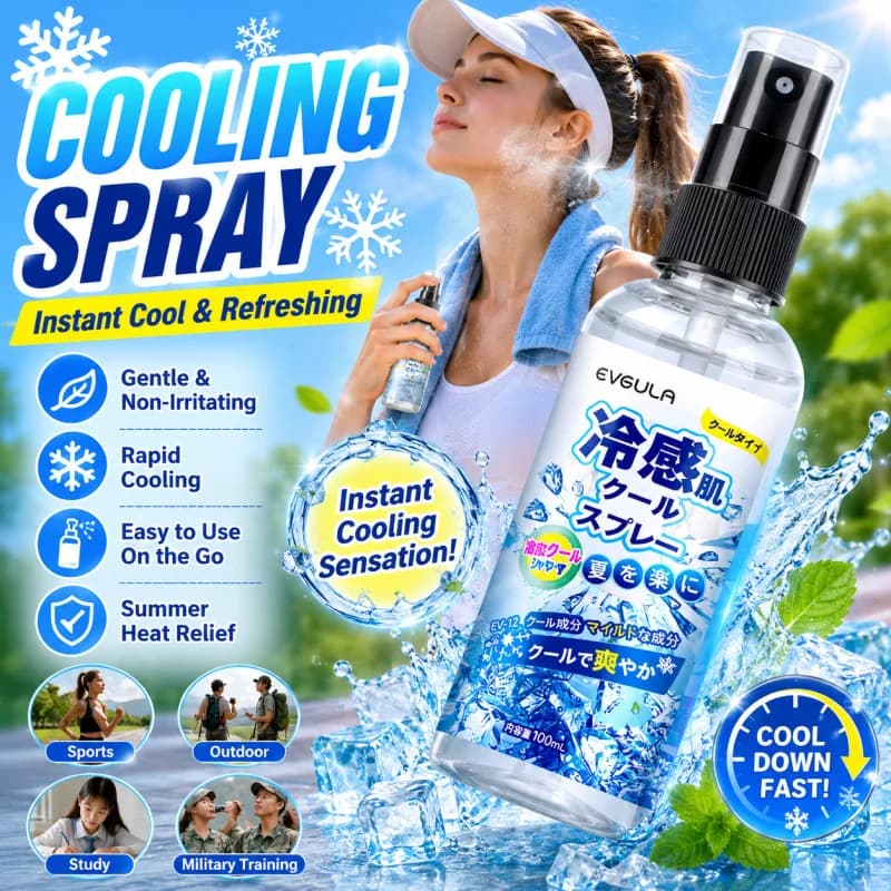 Portable Instant Cooling Spray Summer Physical Cooling Mild Non Irritating Fast Cooling for Outdoor Military Training Gym Travel