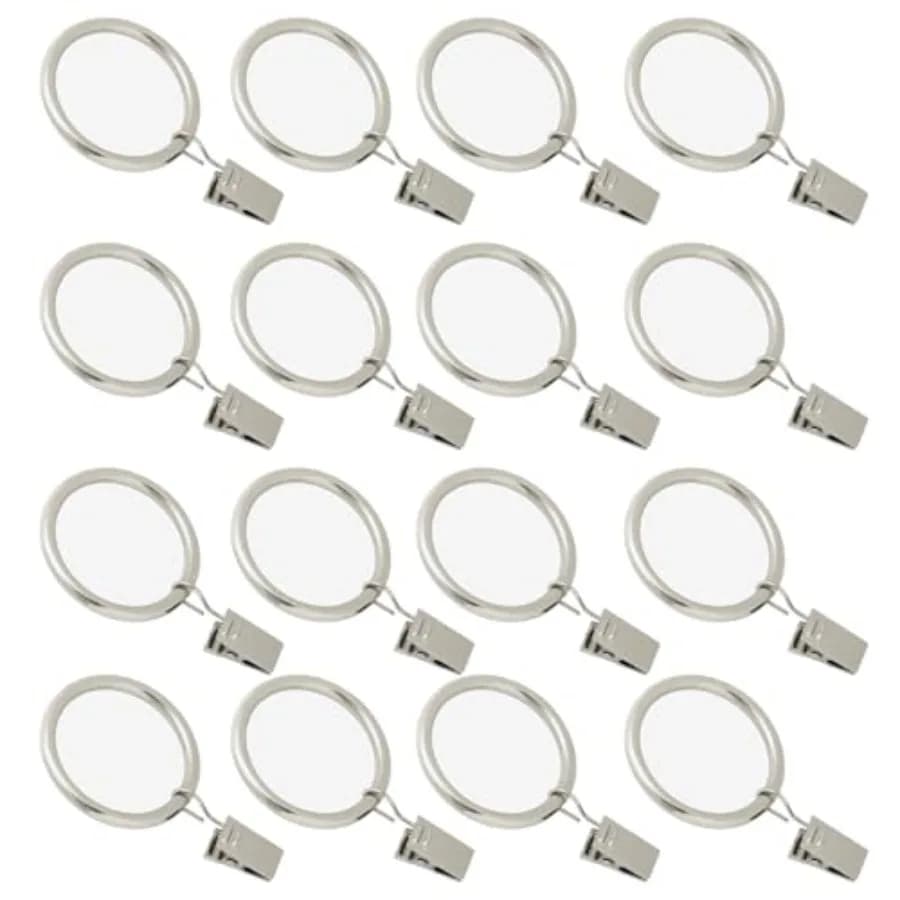 16 Pack Curtain Rings with Clips, Window Clip Rings Curtain Hooks Hangers Clip Rings for Hanging Drapery Drapes Bows, Mini 1 In