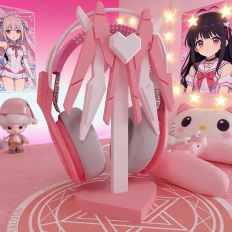 Support for Mecha Pink Style Headphones, Custom and Atactivating, Desk Accessories for Esports Rooms