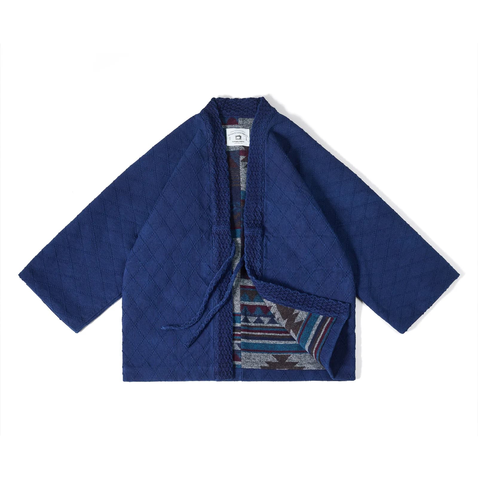 550gsm Sashiko Fabric | AW25 Indigo Dyed Samurai Jacket | Vintage Men's Coat | Handcrafted Botanical Indigo Wash Heavyweight