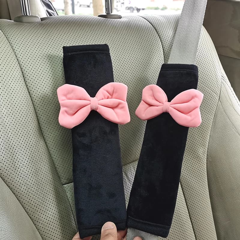 2 pieces cute Bownot car seat belt cover for shoulder cover for car safety belt anti-stranglehold interior accessories for girl car gift