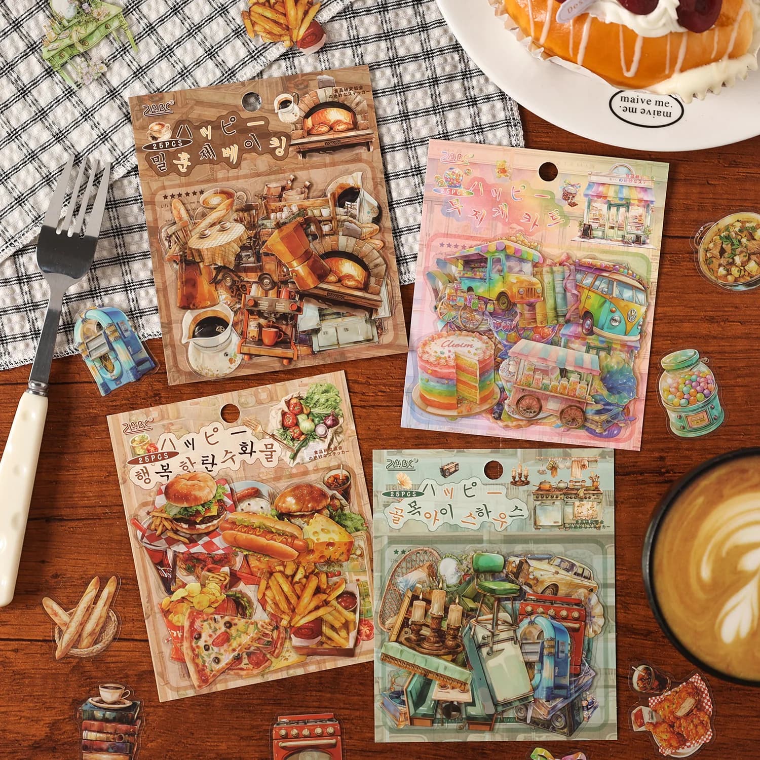 25 pz/pacco adesivi cibo delizioso spazzatura ufficiale cancelleria creativa adesivi decorativi fai da te forniture per scrapbooking