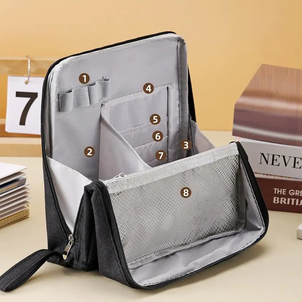 Astuccio minimalista di grande capacità Astuccio per penne in tessuto Oxford multistrato Borsa per cancelleria semplice e standable per studenti