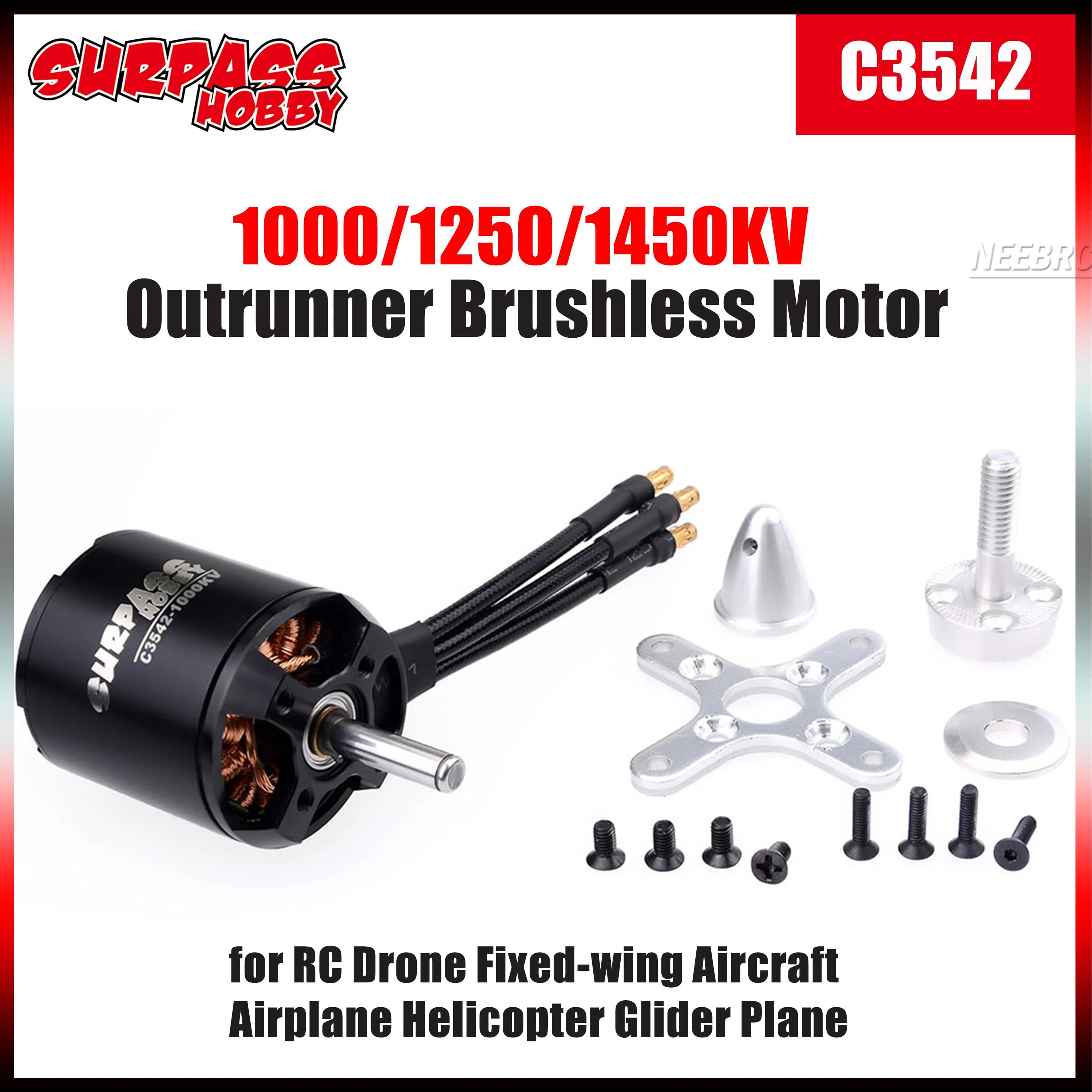 Motore Brushless SURPASS HOBBY C3542 1000/1250/1450KV per Droni RC, Aerei ad Ala Fissa, Elicotteri, Aerei e Alianti