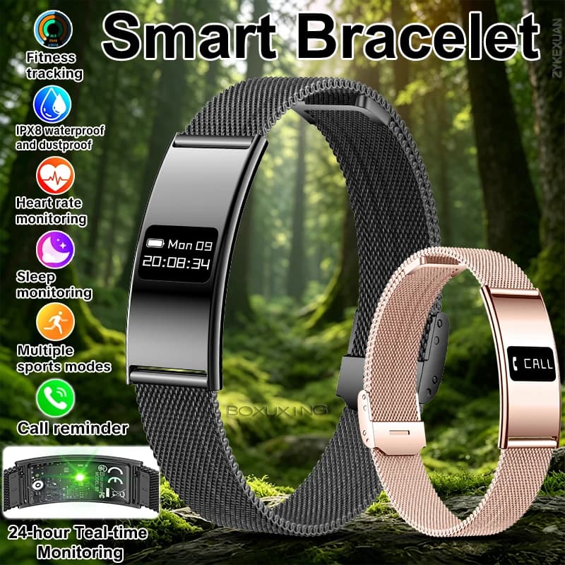 Nuovo Fitness Tracker Smart Bracelet Uomo Donna Impermeabile 10ATM Cardiofrequenzimetro Monitor Sonno Contapassi Promemoria Chiamate Smartwatch Sportivo