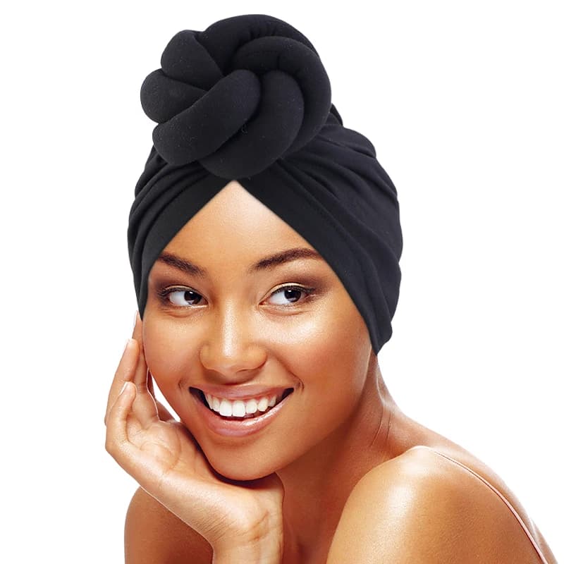 Large flower Cable knotted turban head wrap African Twist HeadWrap Stretchy Muslim Ladies Hair Accessories India Hat Chemo Cap