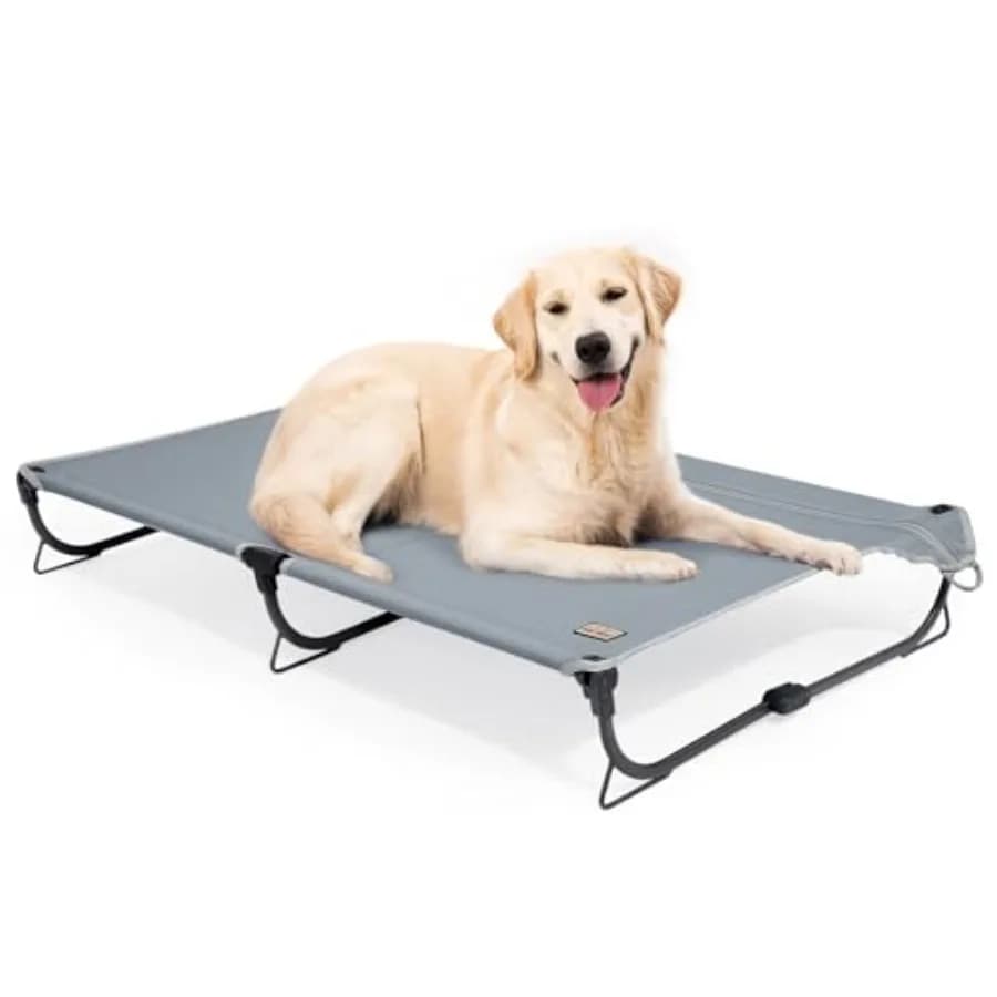 Cuccia Pieghevole Rialzata per Cani Daisy Cot - Lettino Portatile da Esterno Pieghevole, Rinfrescante, Anti-Masticazione, Impermeabile, Resistente, Fino a 160 libbre
