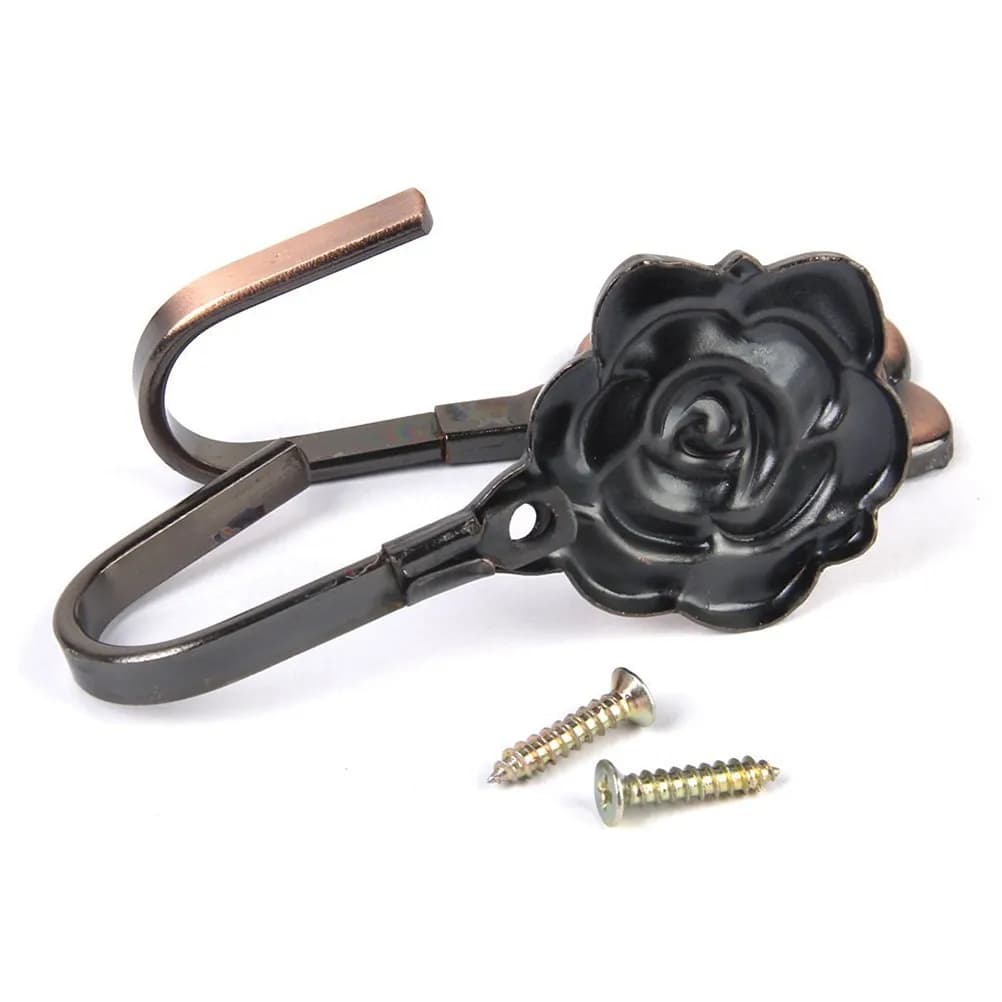 2Pcs Copper Rose Curtain Hooks Classic Tieback Tassel Hooks for Door Wall Clothes Hat Door Wall Hook Copper Hook