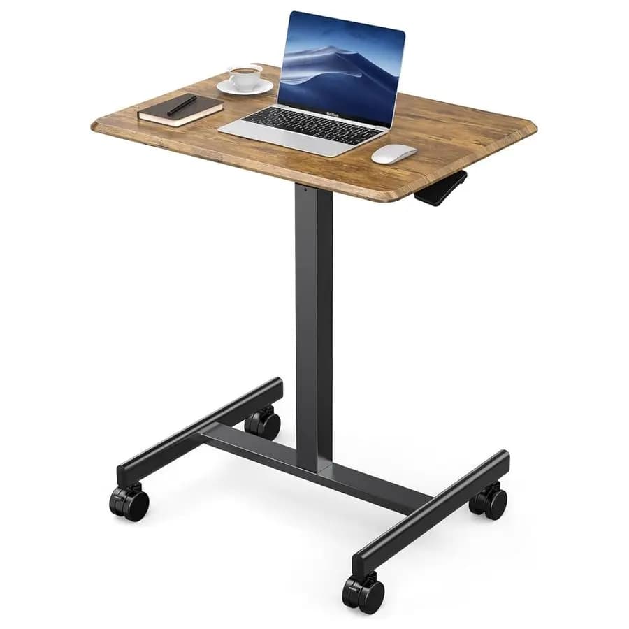 Piccola scrivania mobile portatile con ruote per laptop e PC, tavolo regolabile in altezza, postazione di lavoro per casa e ufficio, 19