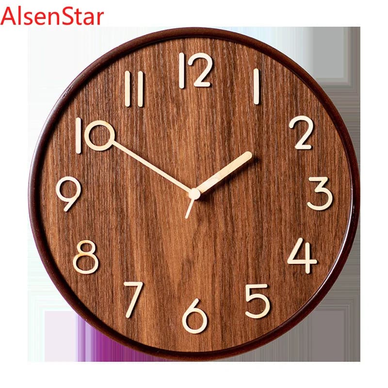 Solid Wood Wall Clock, Modern Style, Living Room Decorative, Hanging Quartz Clock, Home Decoration