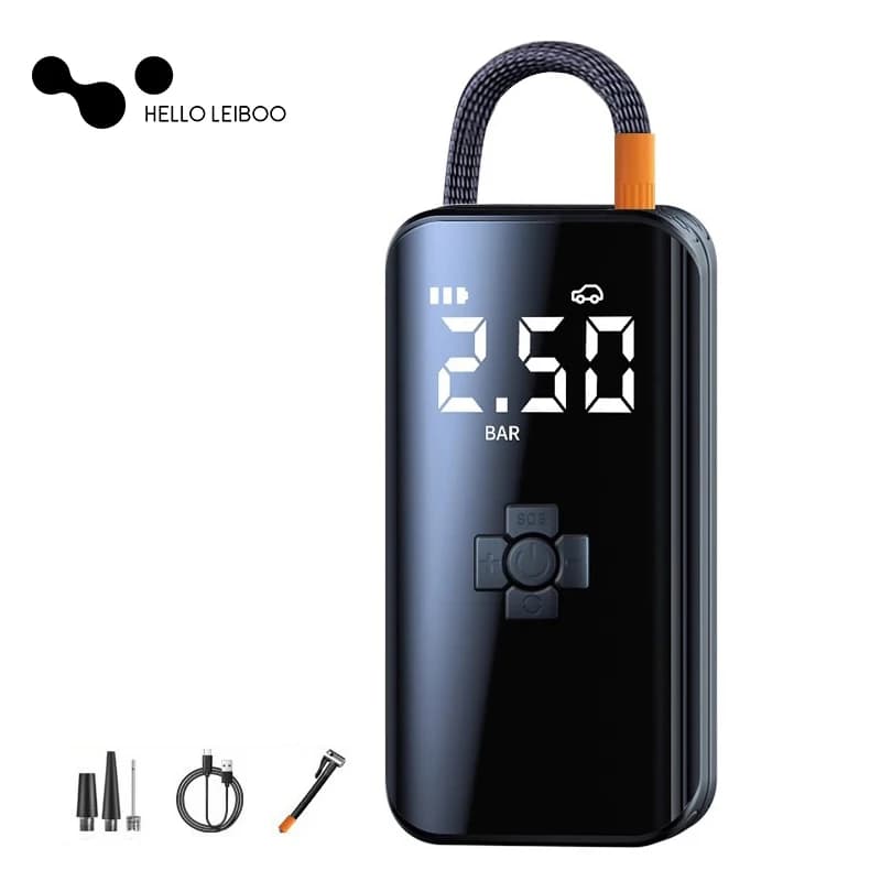 LEIBOO Pompa d'aria per auto ricaricabile Compressore automatico per auto portatile Gonfiatore per pneumatici per moto Bicicletta Basket Gonfiabile