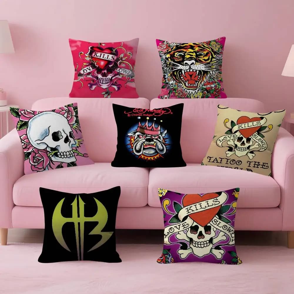 Cuscino con logo H-Hardy E-EdS alla moda, cuscino anime, copricuscino per divano e letto, federa decorativa alla moda