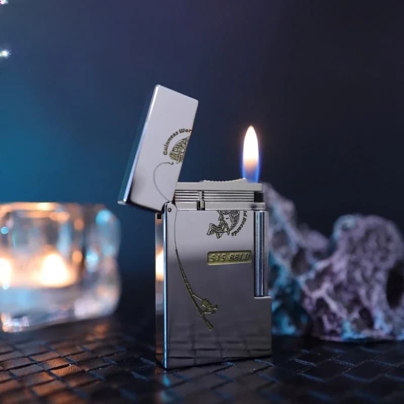 2026 High-end Luxury Metal Side-slip Inflatable Sound Side-slip Lighter Retro Rod To Give High-end Gifts To Fish and Fish People