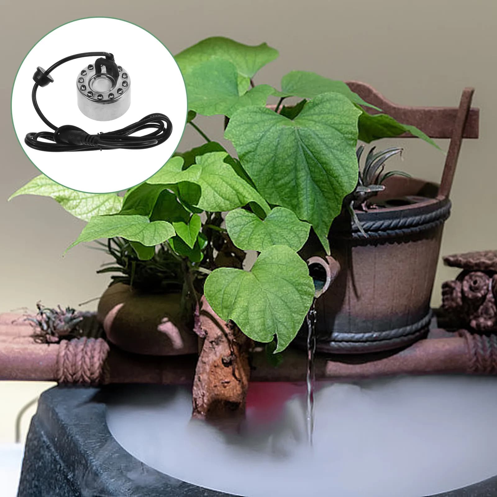 Mist Maker 12 Led Lights Usb Mini Aluminum Waterproof For Halloween Garden Pond Indoor Outdoor Fog Machine Humidifier Decor