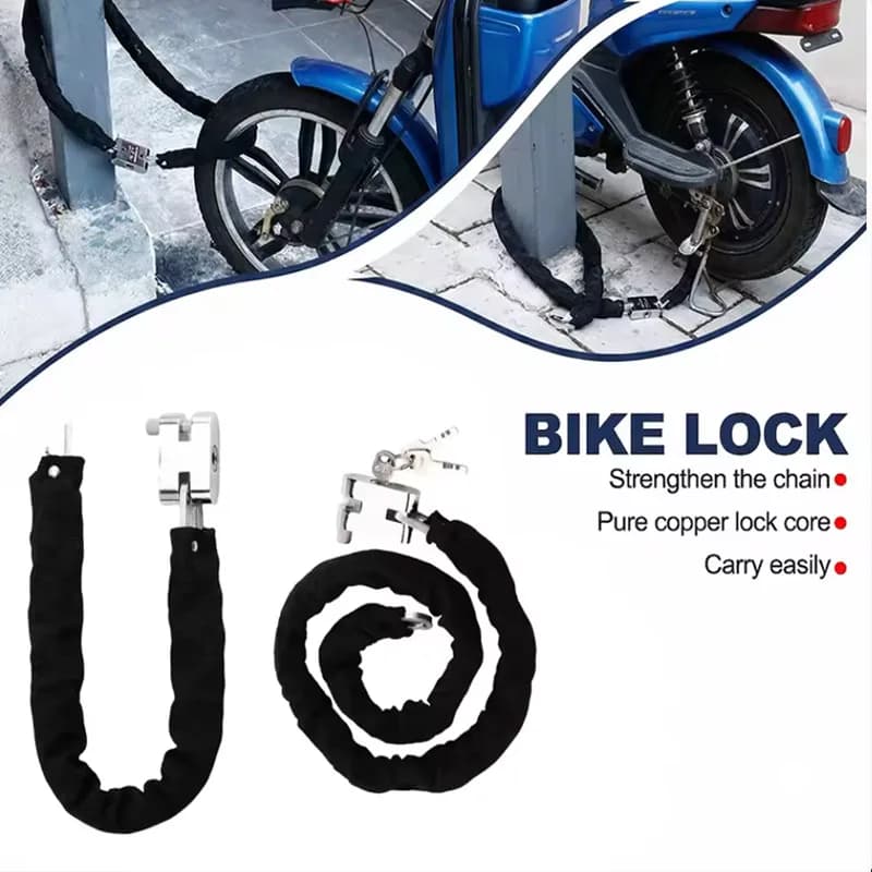 Lucchetto per Moto e Bicicletta da 1,2M, Catena di Sicurezza Resistente in Gomma e Acciaio con 3 Chiavi