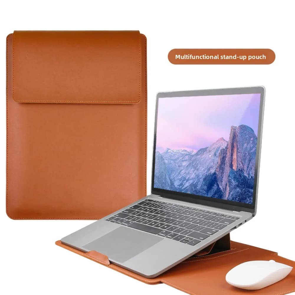 Custodia per Laptop in Pelle PU con Design a Supporto, Resistente alle Macchie, Regolabile, con Piccola Borsa Inclusa