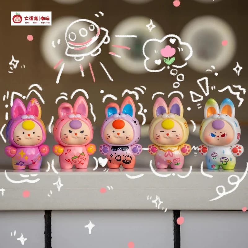 Originale Disponibile Baby Tre Dopamine Bunny Series Scatole cieche con granuli carini Giocattoli alla moda Piccole figurine Pendenti Regali carini