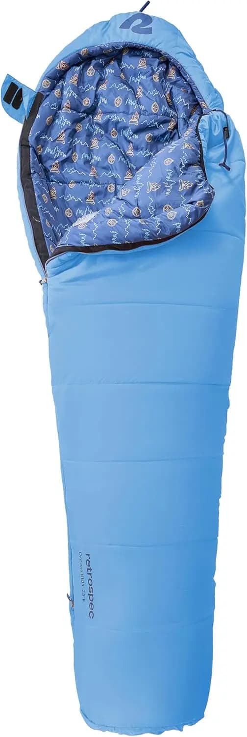 Sacco a pelo per bambini tipo mummia per campeggio - Resistente all'acqua, leggero (1,45 kg), lunghezza regolabile, 25 ° F Calore