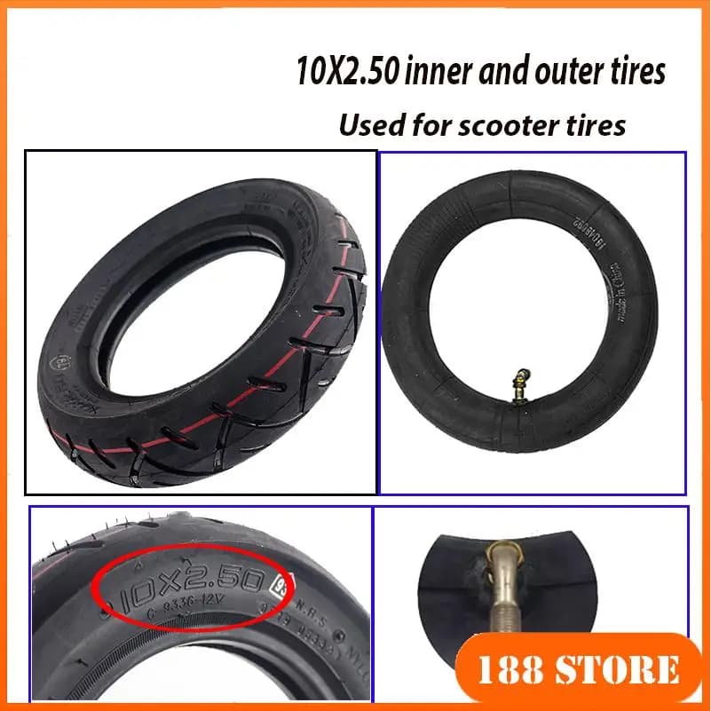 Set di Camera d'Aria e Pneumatico Esterno 10*2.5 per Monopattino Elettrico da 10 Pollici, Ricambio per Bici da Montagna, Pneumatici per Monopattino 10x2.5
