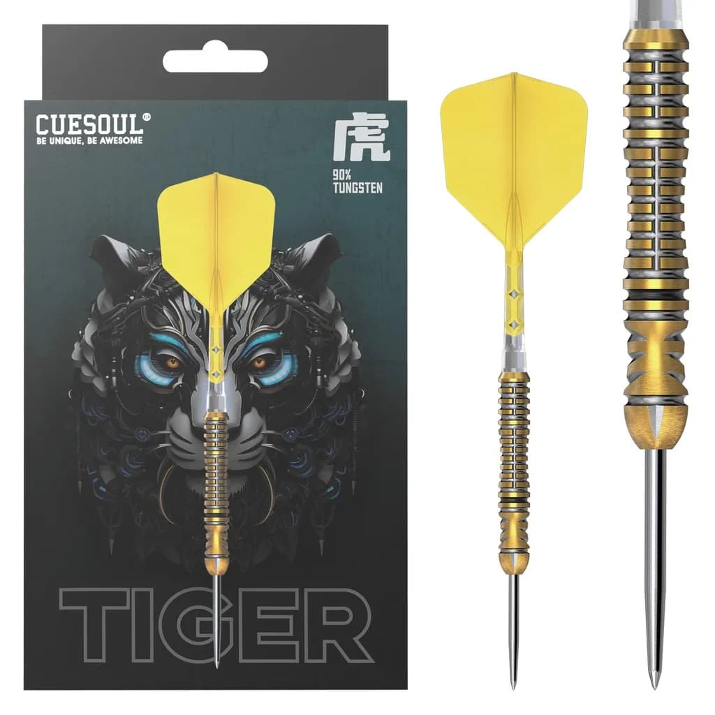 CUESOUL Set di freccette al 90% di tungsteno con punta in acciaio da 23 g del zodiaco cinese con rivestimento in titanio e volo ROST T19 integrato
