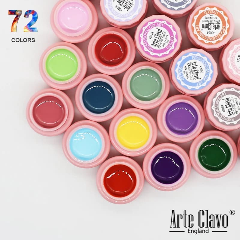 Arte Clavo Gel per pittura 72 colori 5ml Vernice professionale per unghie Smalto gel colorato per nail art Gel UV Lacca Gel Top Coat Manicure