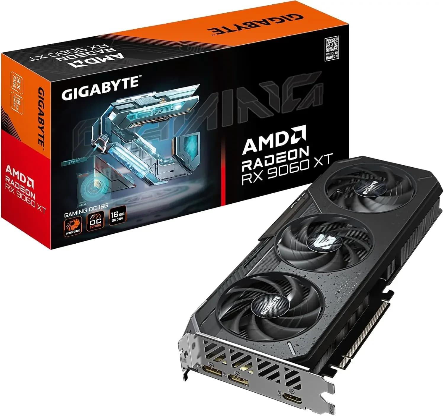 Radeon RX 9060 XT Gaming OC 16G Graphics Card, PCIe 5.0, 16GB GDDR6, GV-R9060XTGAMING OC-16GD Video Card