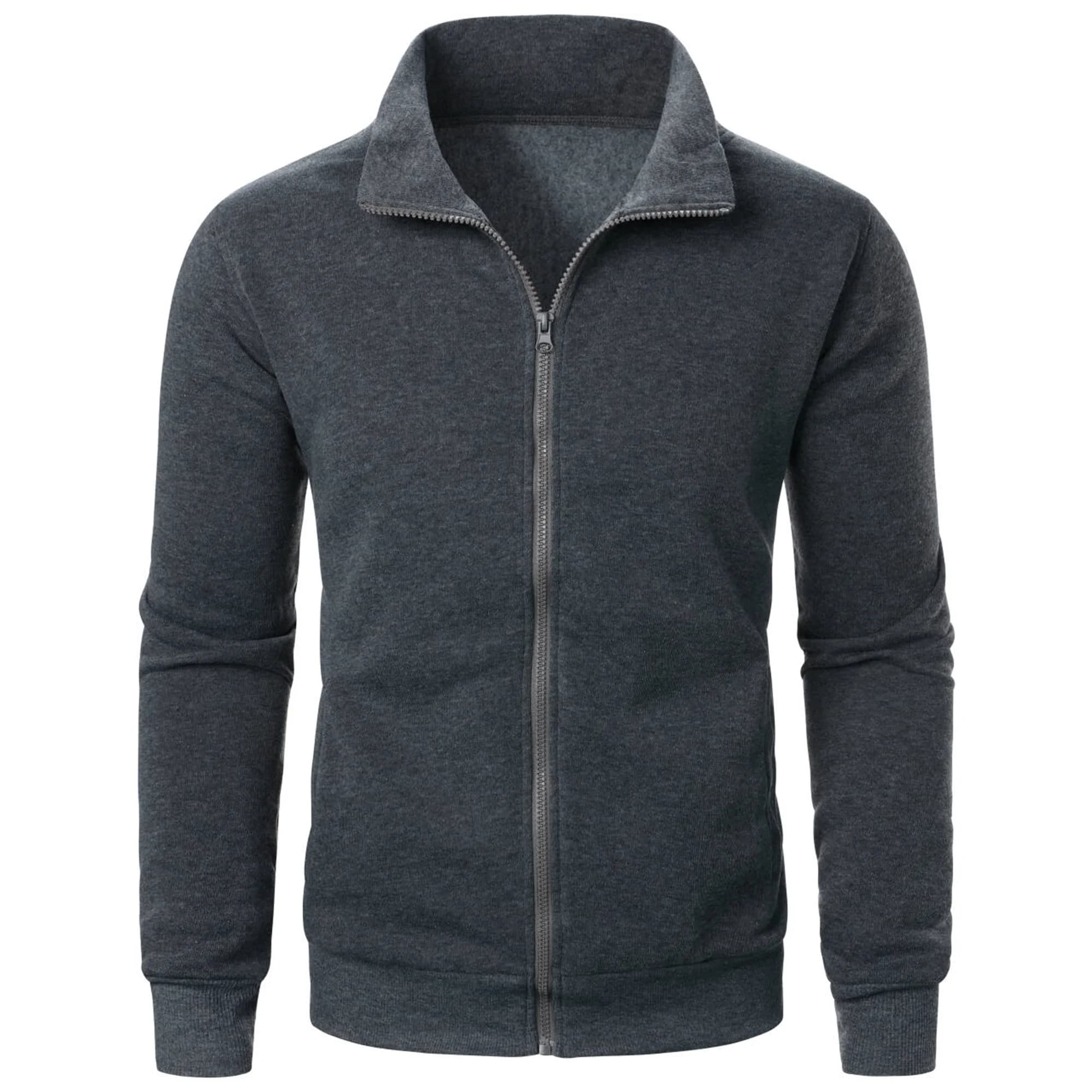 Men's casual sports zipper stand up collar jacket, men's solid color top