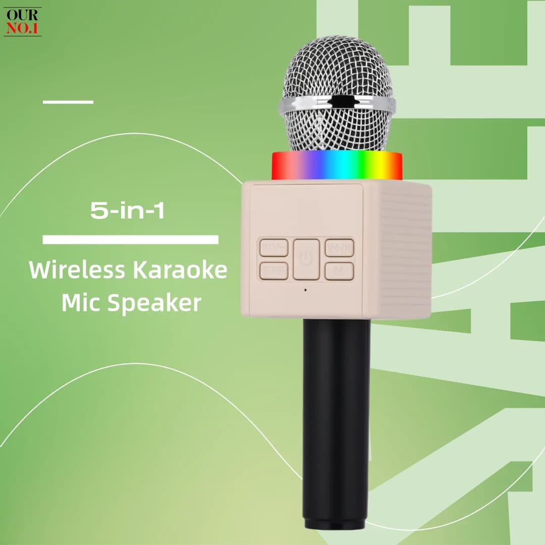 Microfono per karaoke wireless Bluetooth, altoparlante per microfono portatile 5 in 1 con luci RGB dinamiche, mini macchina per karaoke