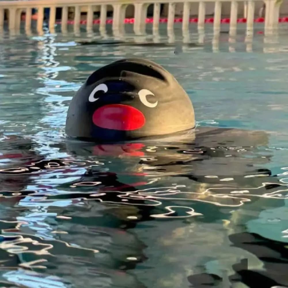 New Elastic Swimming Headphone Silicone Swimming Hat Waterproof Animated Cartoon Safe and Comfortable Enlarged