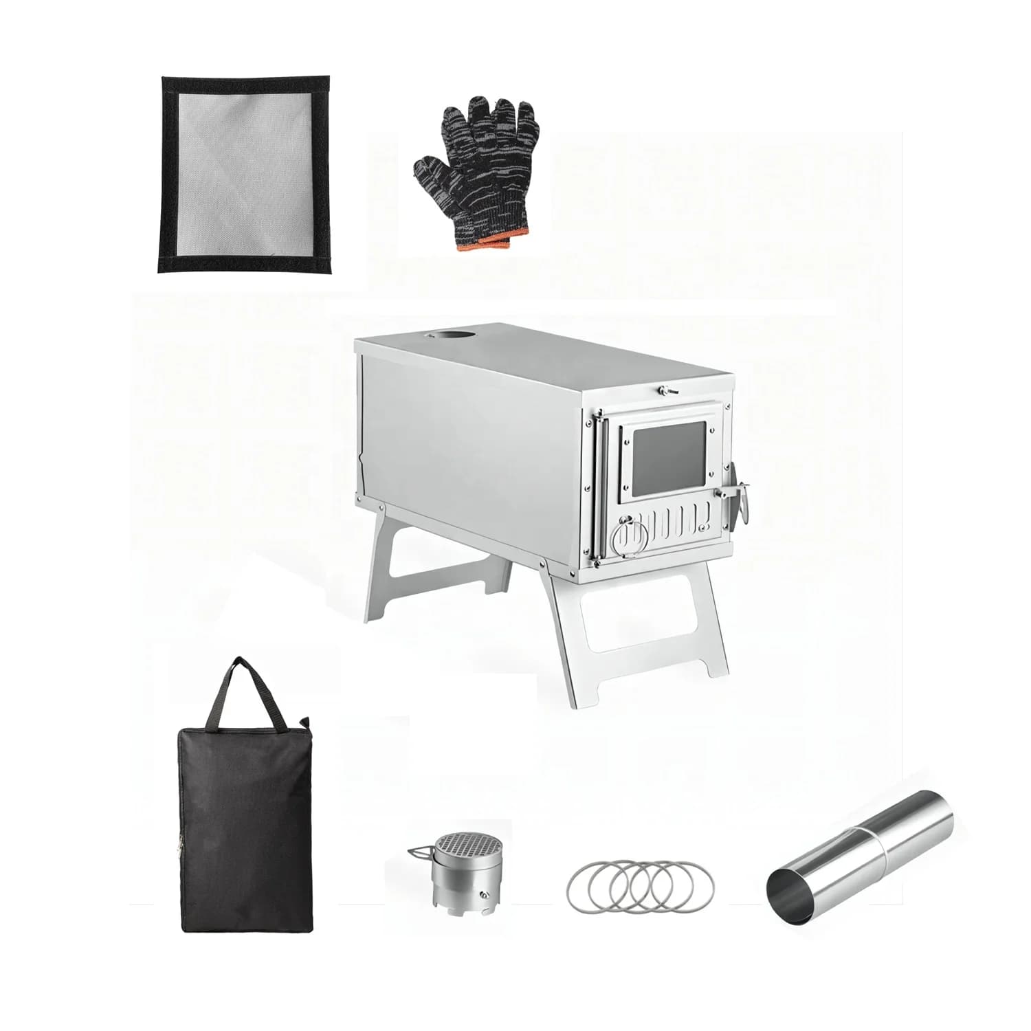 Stainless Steel Foldable Wood Stove for Camping, Multifunctional and Without Smoke, for External Heating