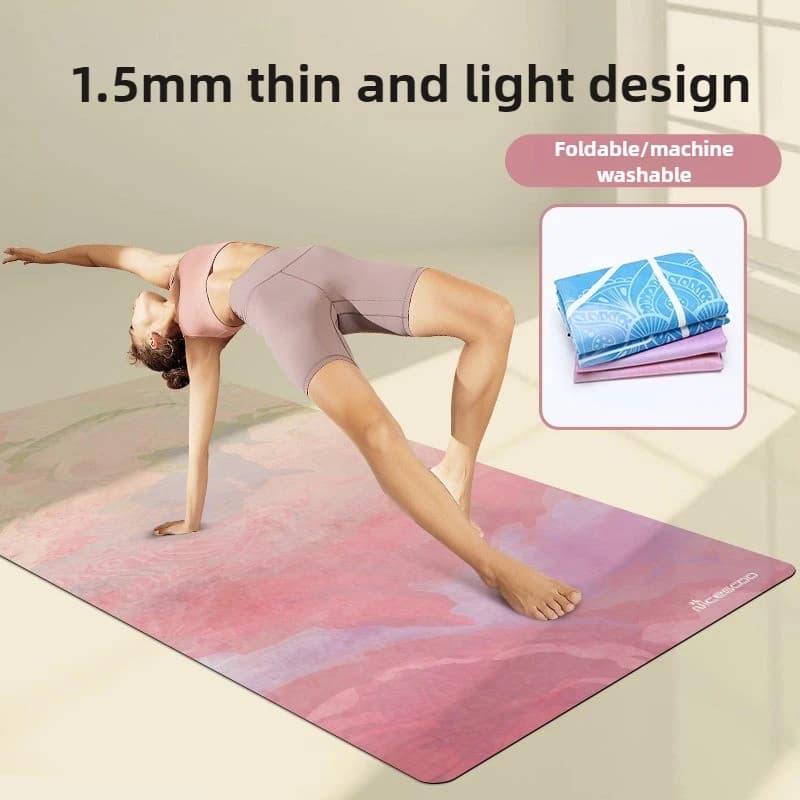 Yoga Mats Pilates Equipment Leather surface non-slip suede, rubber base foldable laptop for fitness with jump rope